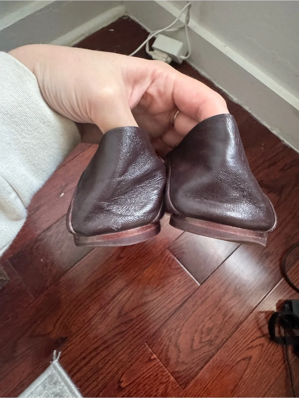 Tory Burch Black Patent & Brown Leather Loafers with Gold Logo Bow